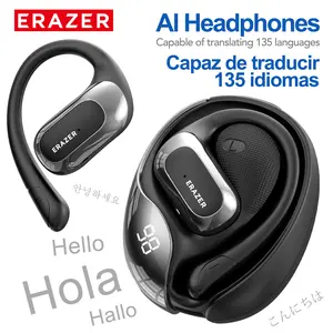 ERAZER X5 AI Translation Earbuds, Real-time Translate with APP, OWS Open-Ear Headphones, Ear Hooks Design , Wireless Earbuds, With HD Mic, Waterproof, Power Digital Display, 24H Playtime, Bluetooth 5.4 Earbuds, Gaming with Low Latency