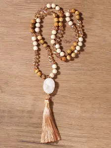 Agate Crystal Sweater Chain for Women, Ice Jade Pendant Necklace, Pendant Design, Enhances Focus, Balances Energy, Christmas Gift, Winter Accessory