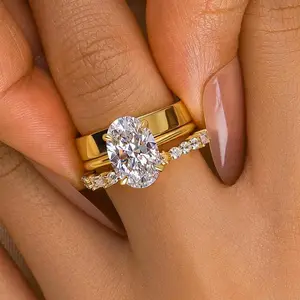 Effinny Oval Cut 3.5ct 3PC Wedding Ring Set,5A Cubic Zirconia Promise Ring,Bridal Rings Set,Anniversary Ring for Women Outdoorfun