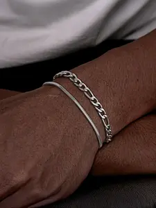 Men's Punk Cuban Chain Bracelet Set, Stainless Steel Fashion Jewelry Accessories Gift for Boyfriend, Casual Daily Wear Accessory