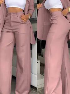 Pink Two Piece Set Women – Feminine Blazer And Skirt/Pants, Wedding Guest Suit, Prom Formal Wear, Cute Office Outfit, Old Money Style