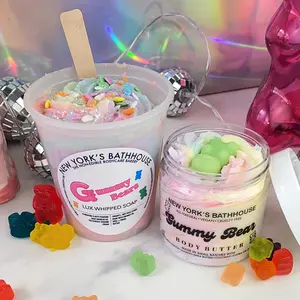 New York's Bathhouse Gummy Bears Whipped Lux Soap 4oz Gummy Bear Body Butter Gift Combo All Natural Vegan Cruelty Free