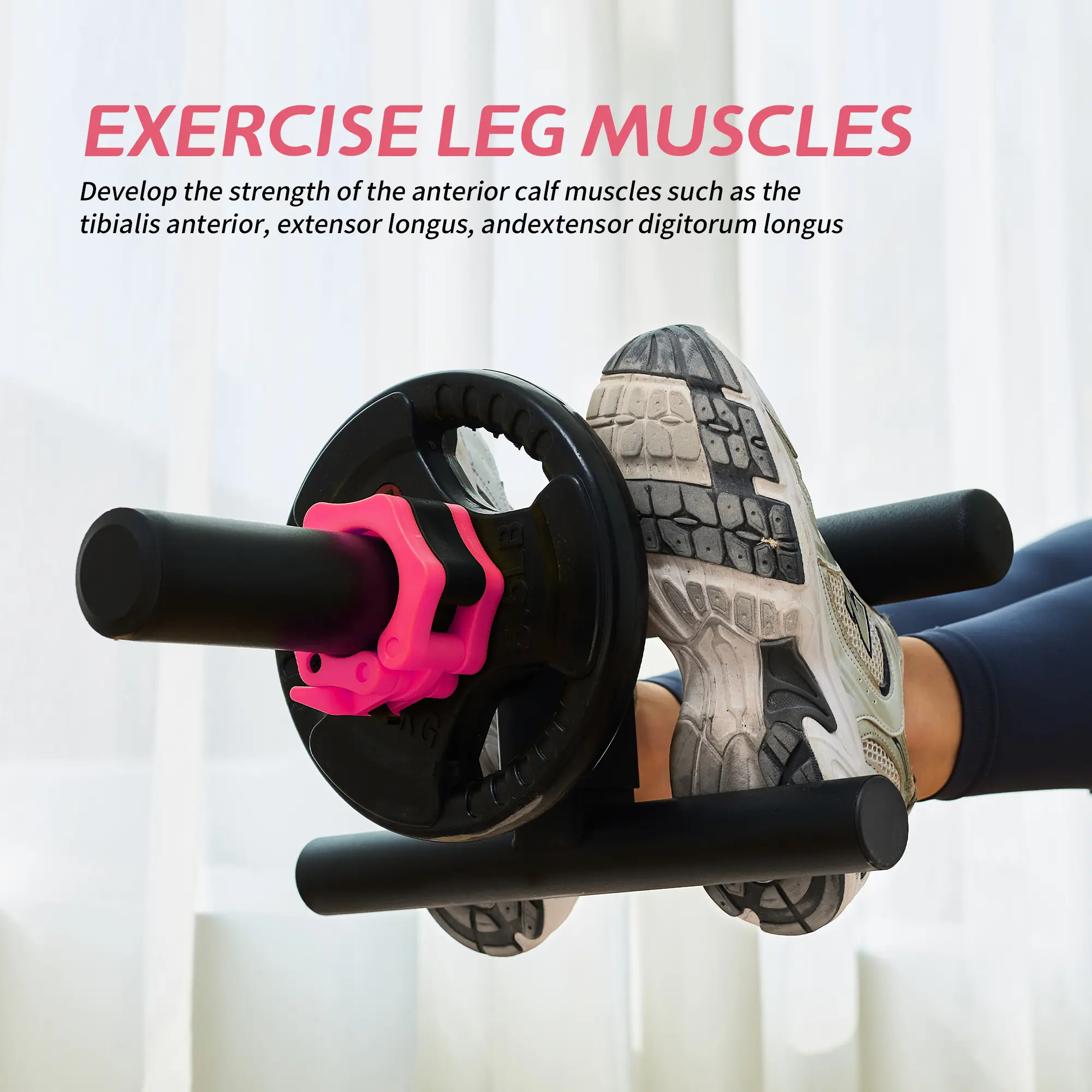 Tibialis Trainer Bar for Lower Leg Strength & Increased Range of Motion, Durable Heavy Duty Steel Machine for Home & Gym, Fits 2" Plates, No Assembly Required, Easy To Store