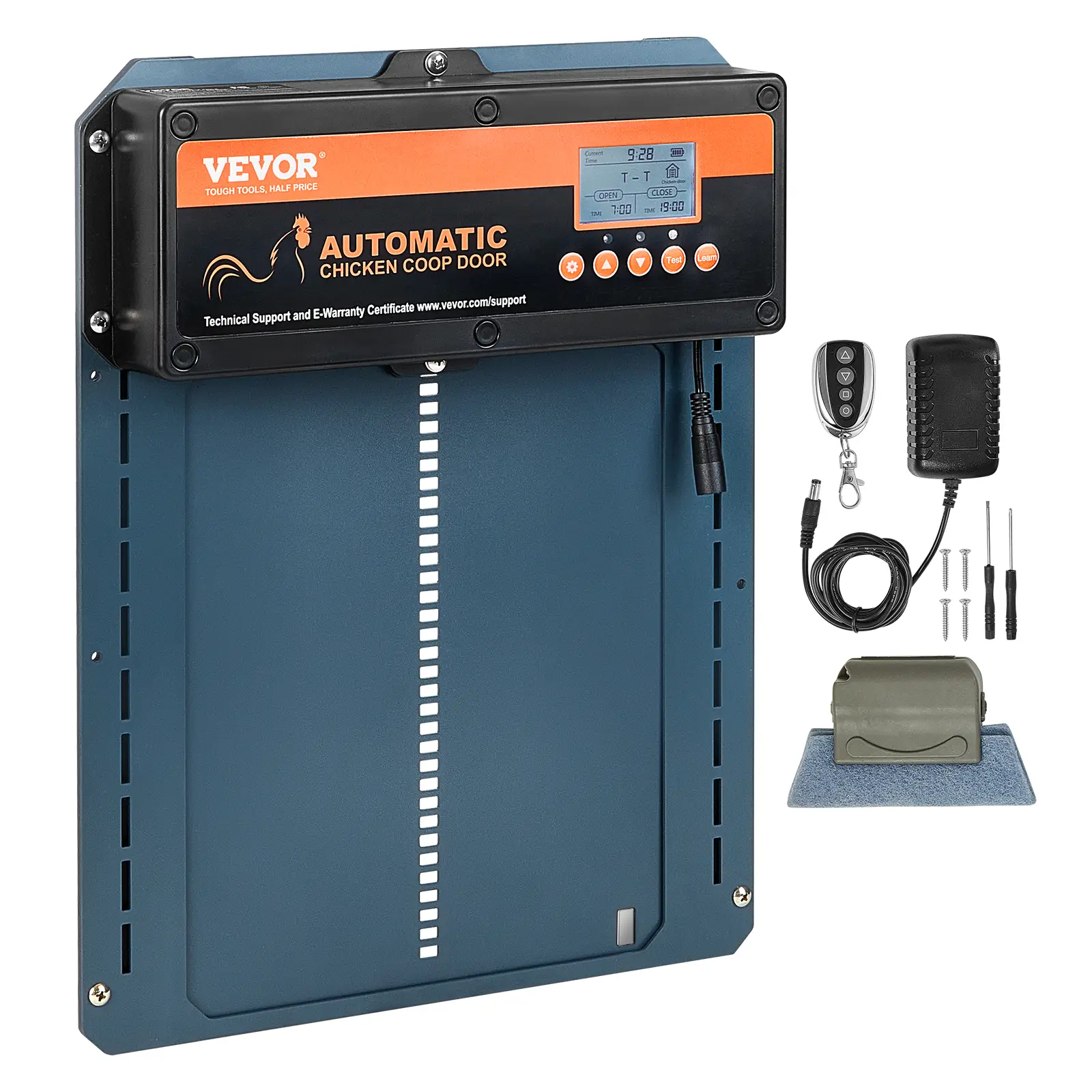 VEVOR Automatic Chicken Coop Door, Auto Chicken Door Opener with Timer & Light Sensor Aluminum Chicken Coops Door with Remote Control and LCD screen,