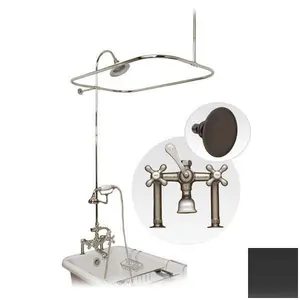 60 Inch Clawfoot Tub Rim Mount Shower Enclosure with Faucet and Watering Can Shower Head in Oil Rubbed Bronze