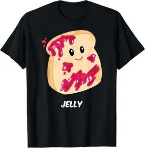 100% cotton Unisex Kawaii PB&amp;J Jelly Halloween Couple Costume Set Peanut Butter T-Shirt