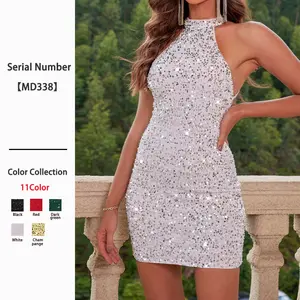 Backless Sequin Mini Dress – 2026 SS Sexy Bodycon Party Gown, European American High-End Glam Cocktail Dress for Women