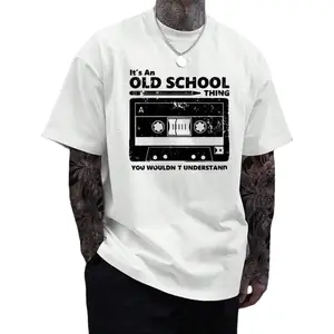 Men's Retro Graphic Cotton T-Shirt - "It's an Old School Thing" Vintage Cassette Tape Design, Soft Crew Neck, Casual Summer Tee,  Cotton, Machine Washable, Cotton T ShirtsFashion 	 Unisex T-shirts M-5XL