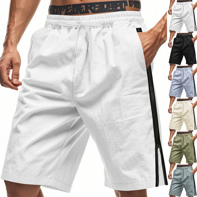 Men's Streetwear Zipper Shorts | 100% Polyester Breathable Fabric | Urban Techwear Style Casual Bottoms | Retro Side Zip Design for Summer