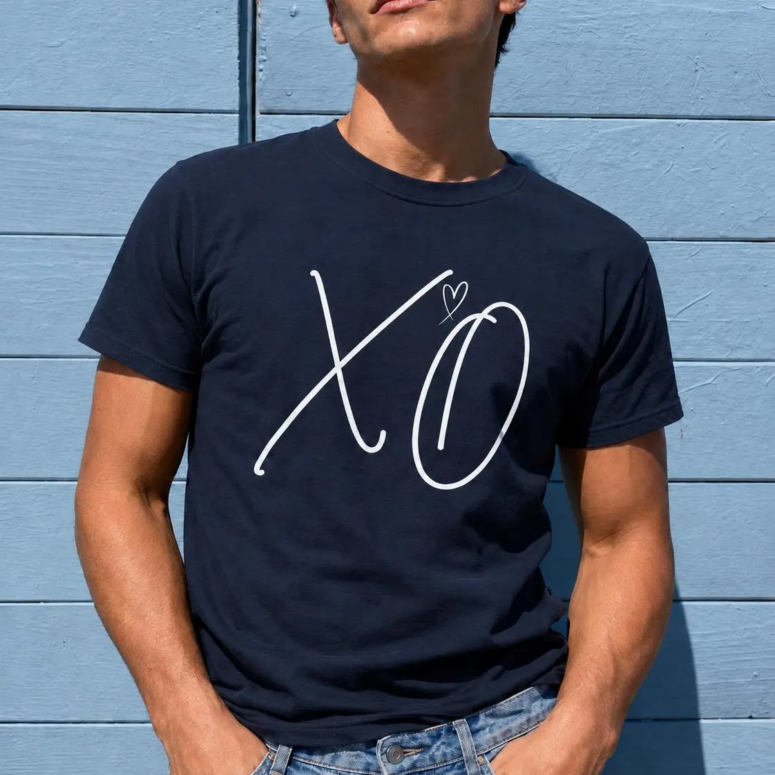 XO Heart T-Shirt for Men, Minimalist Love Graphic Tee, Simple Valentine Shirt, Couples Matching T-Shirt, Romantic Gift for Him, Anniversary Boyfriend Husband Tee