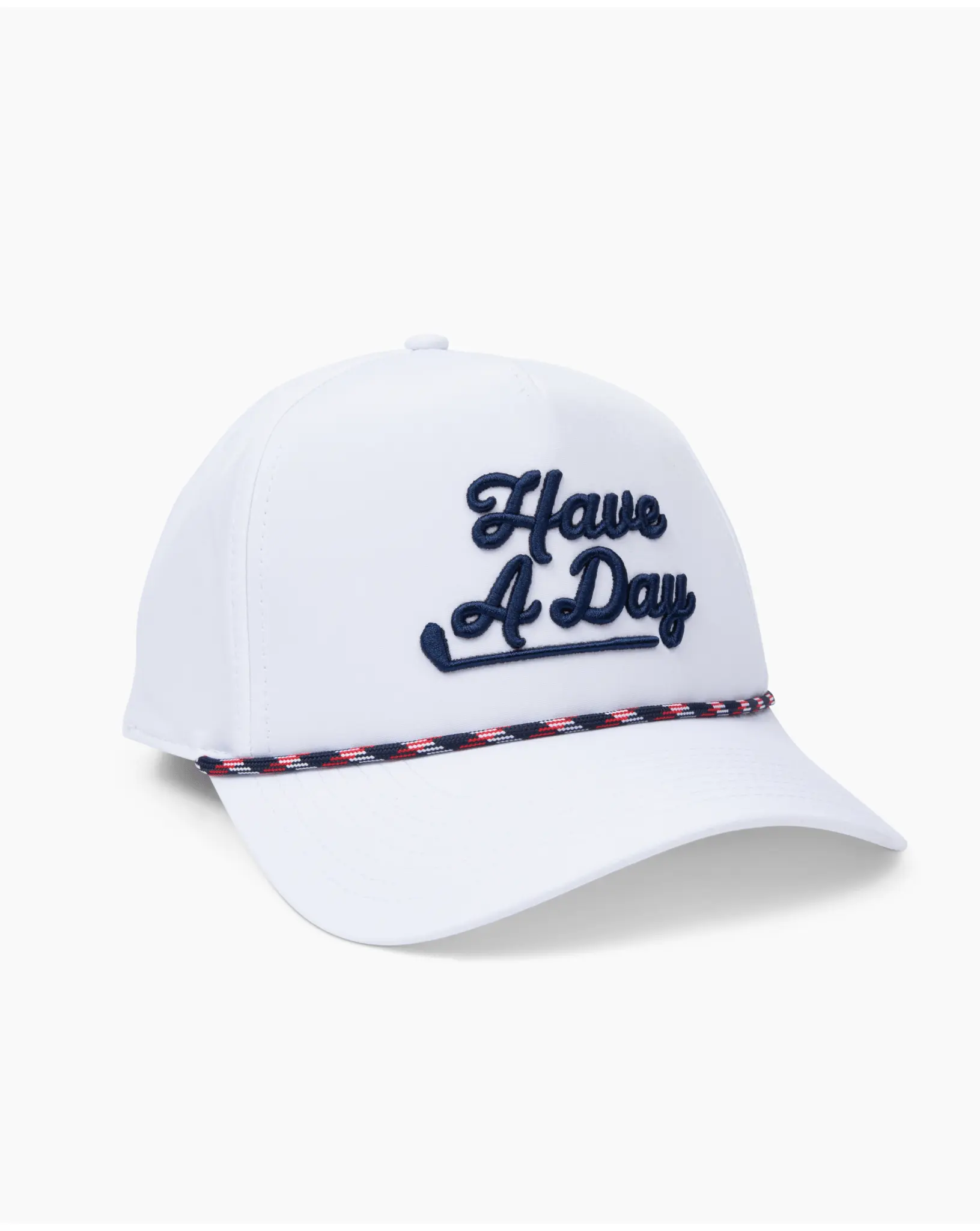 Have a Day Navy & Red Rope Hat - White