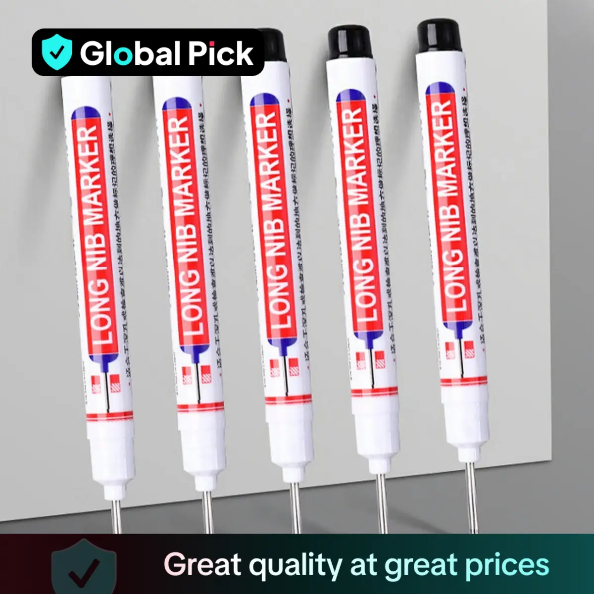 4pcs Long Head Marker Pen, Waterproof Woodworking Pen, Deep Hole Pen for Home Bathroom Woodworking Decoration