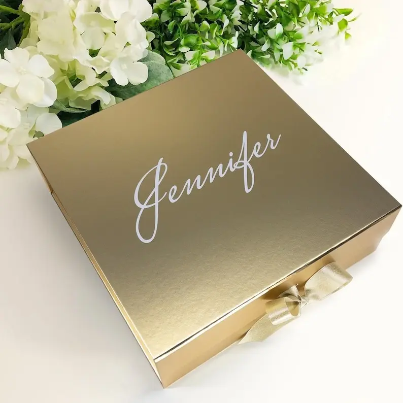 13"x13" Large Square Custom Gift Box With Magnetic Closure, Personalized Gift Box, Wedding Gift Box