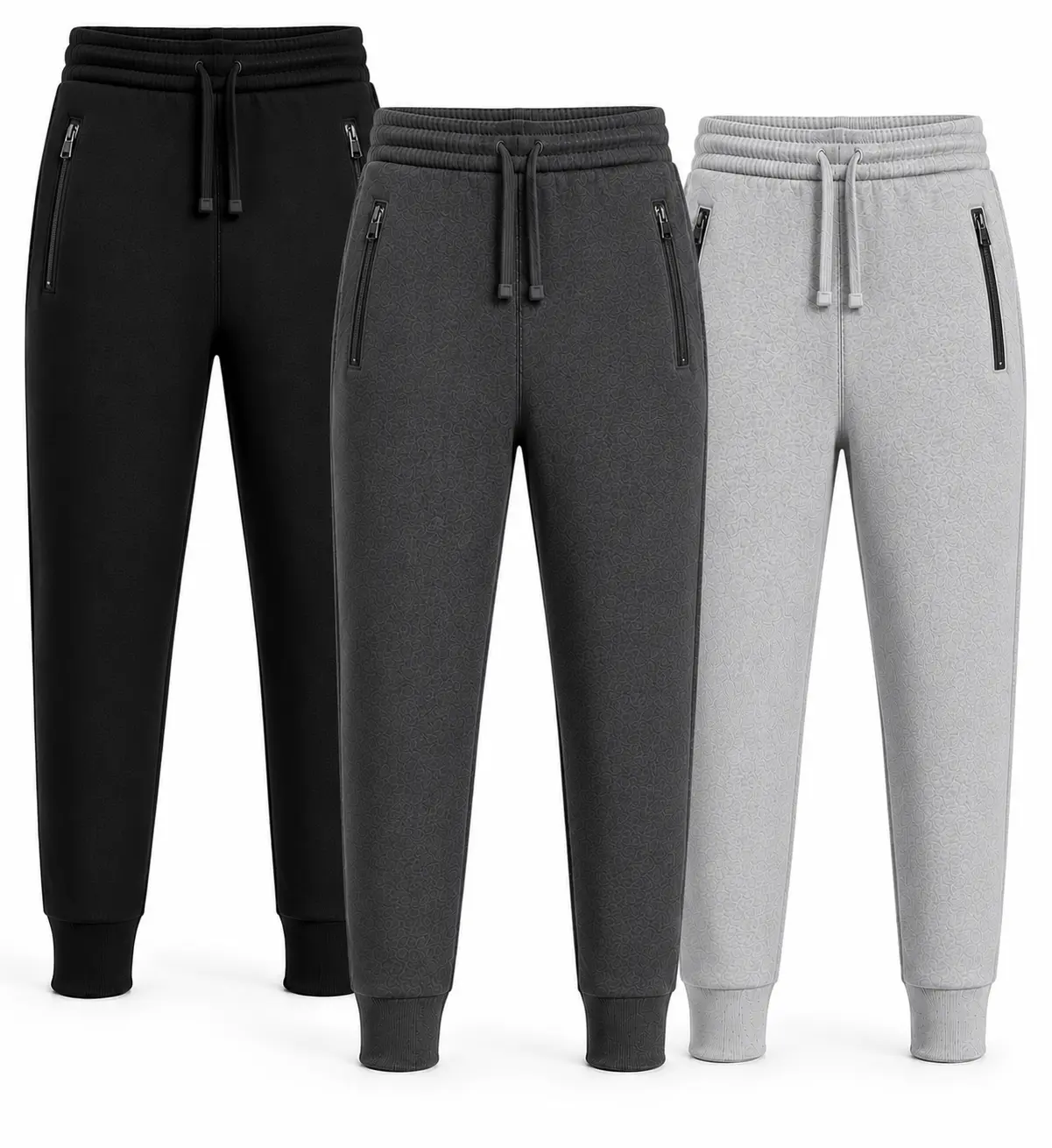 Men's 3-Pack Zipper Pocket Workout Joggers | Athletic Performance Track Pants Bundle
