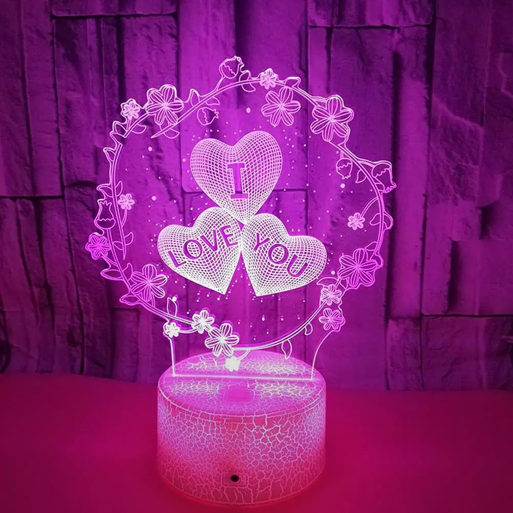 3D Heart And Letter Night Light, 1 Count USB Powered 7 Color Changing Table Lamp, Decorative Light For Home Bedroom Party Room Decor, Lights Bedroom,