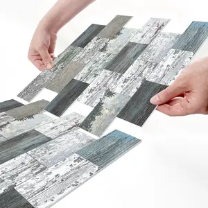 10/20PCS AST-L Herringbone Distressed Wood Grain Peel and Stick Tile Stickers, Thick PE Frosted Waterproof Self-Adhesive Wall & Floor Decor