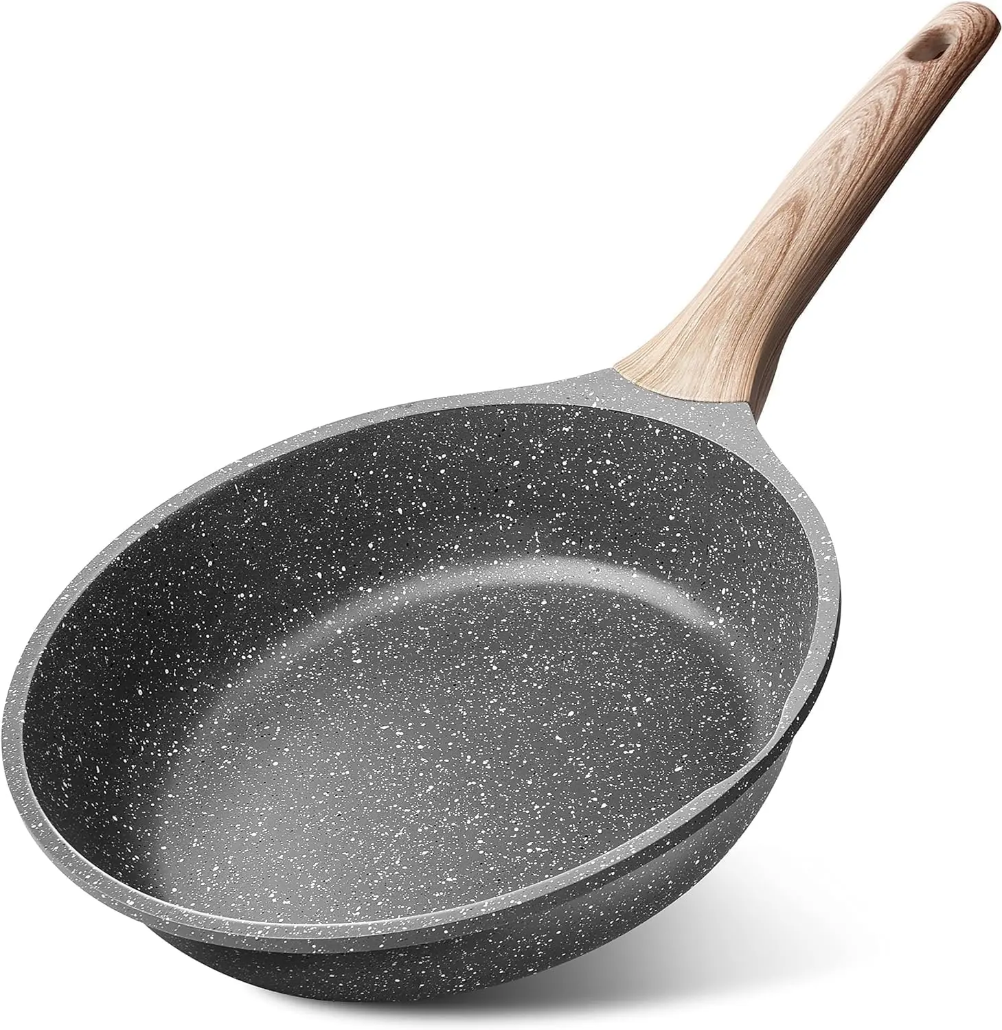 Caannasweis Nonstick Granite Frying Pan Skillet, Non Stick Omelette Fry Pans, Omelet Egg Pan, Stone Cookware Chef'S Pan, Induction Compatible, PFOA Free (Gray, 9.5 Inch)