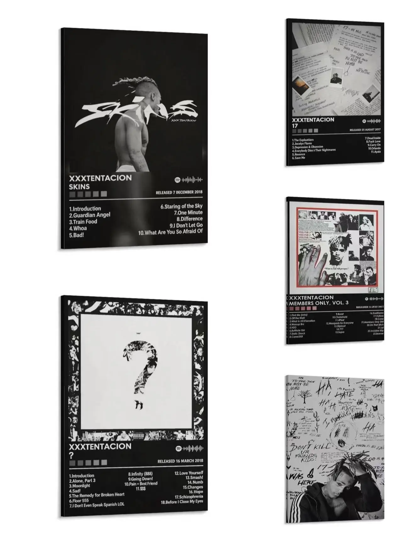 XXXTentacion Revenge 17 Album Cover Canvas Wall Art - 3 Options: Unframed HD Print, Wood Framed Canvas, Black Aluminum Frame with Crystal Acrylic Panel - Artistic Dark Aesthetic Cool Alt Room Decor for Teen Music Fans Gift