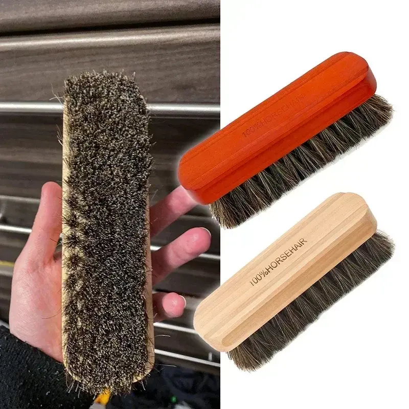 2026 Genuine Horsehair Wooden Brush Car Detailing Polishing Buffing Brush Seat Handle Dashboard Roof Cleaning Premium Car Wash Brush New for your car décor
