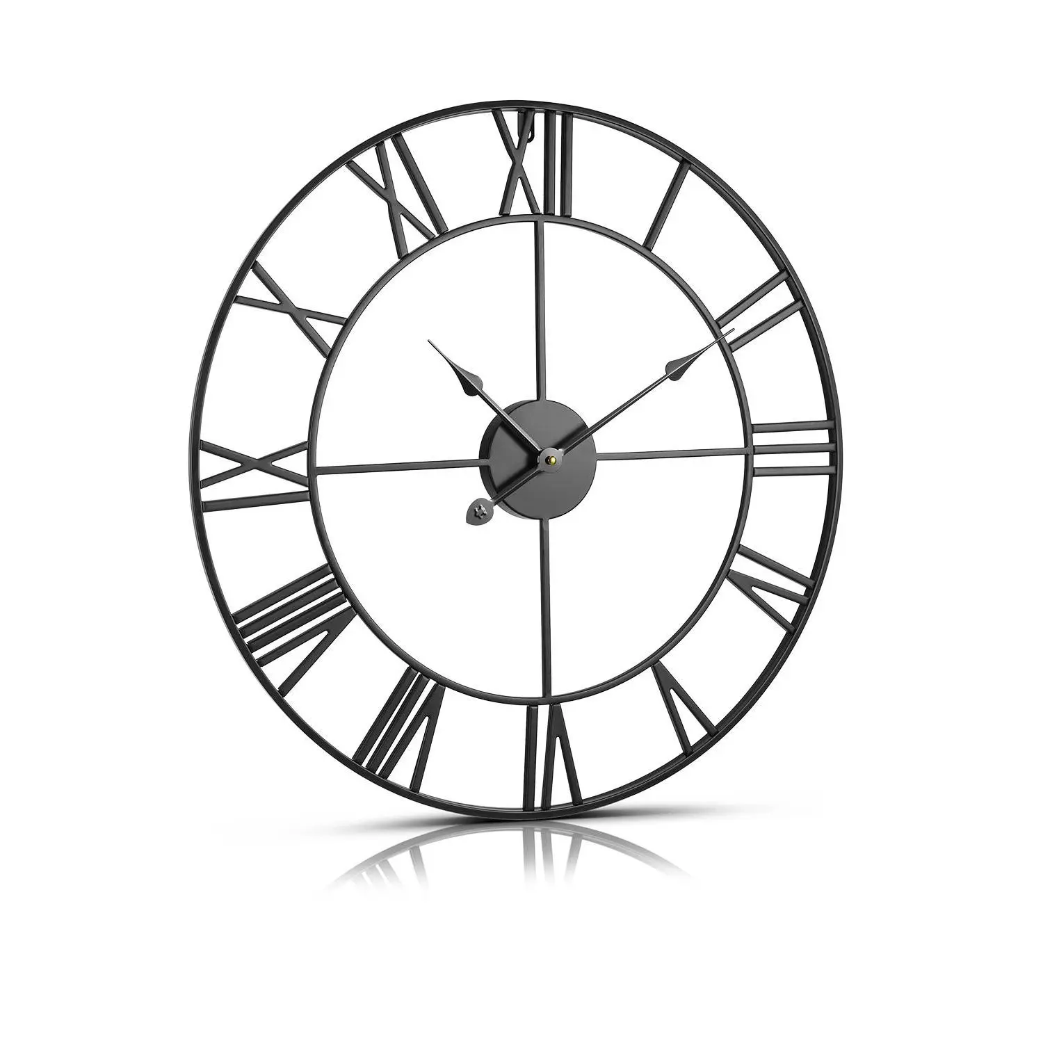 VEVOR Wall Clock,  24 in Wall Clock Roman Numerals, Battery Operated Non Ticking Silent Classic Decorative Round Clocks, for Living Room Bedroom Office Kitchen Dining Room Home Decor Farmhouse, Black