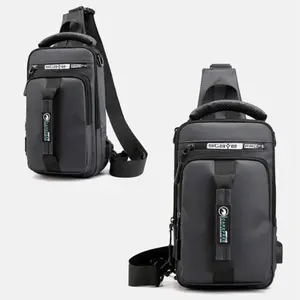 Anti-Theft Men's Sling Crossbody Bag Chest Shoulder Messenger Backpack USB Port - Gray