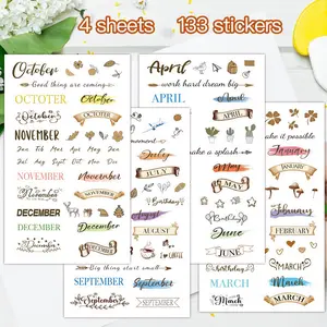 Monthly Planner Stickers Set, Creative Diary Decals, Aesthetic Calendar Accessories, Decorative Paper Book Supplies, Scrapbook Essentials, Customizable Stickers, Sticker Packs