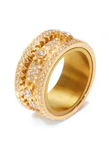 New Rotating Gear Diamond Ring for Women Fashionable Colorful Spinning Crystal Ring Adjustable Trendy Jewelry Gift for Her