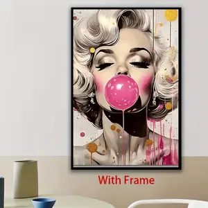 1pc Framed Canvas Wall Art - Vibrant Marilyn Monroe-Inspired Pop Art Print with Bold Colors & Playful Design, Modern Home Decor for Living Room, Bedroom, Office, or Restaurant, Wall Art Decor