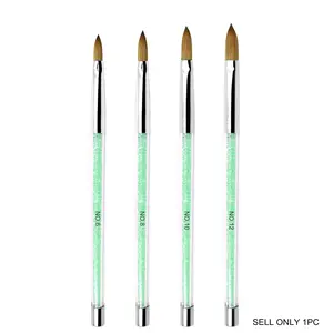Kolinsky Acrylic Nail Brush Rihenstone Handle Nail Crimped Kolinsky Acrylic Brush Gel Builder Manicure Brush Nail Art Tools Nail Salon