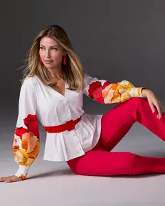 Poplin Belted Print Blouse Mirrored Petals