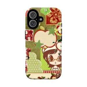 Cute Cartoon Apple Vintage iPhone Case | Aesthetic Protective Phone Cover for iPhone 7 8 X 11 12 13 14 15 16 and Samsung S21 S22 S23 S24