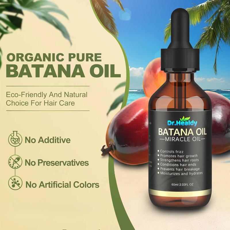 Batana Oil Leave-in treatments, 100% Pure & Unrefined for Hair Growth - Deep Repair Dry Damaged Hair, Reduce Frizz & Split Ends, Nourish Scalp with Omega 9 & Vitamin E, for All Hair Types (60ml 2.03Fl.Oz)