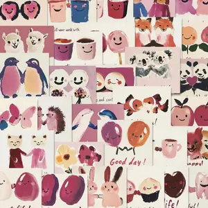 Cute Cartoon Pattern Sticker, 50pcs/set Waterproof Self Adhesive Decor Paper, Decor Sticker for Gift Greeting Card Water Bottle Laptop Phone
