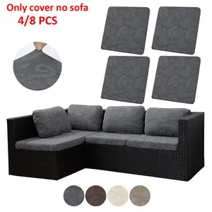 4pcs/8pcs Floral Jacquard Elastic Sofa Cushion Covers, Non-Slip Universal Sofa Protector for Indoor Outdoor Garden Patio Decor