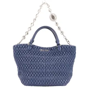 Pre-owned miu miu Lambskin Shoulder Bags Matelassé Nappa Crystal 2way bag
