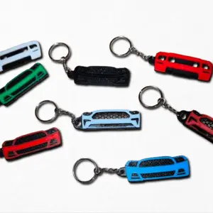 Mustang Front Grille Keychains - Multiple Generations, Available in Various Colors Including Black, Red, Blue, Green, and White