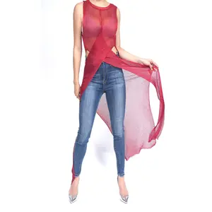 METALLIC MESH RED ROMPER