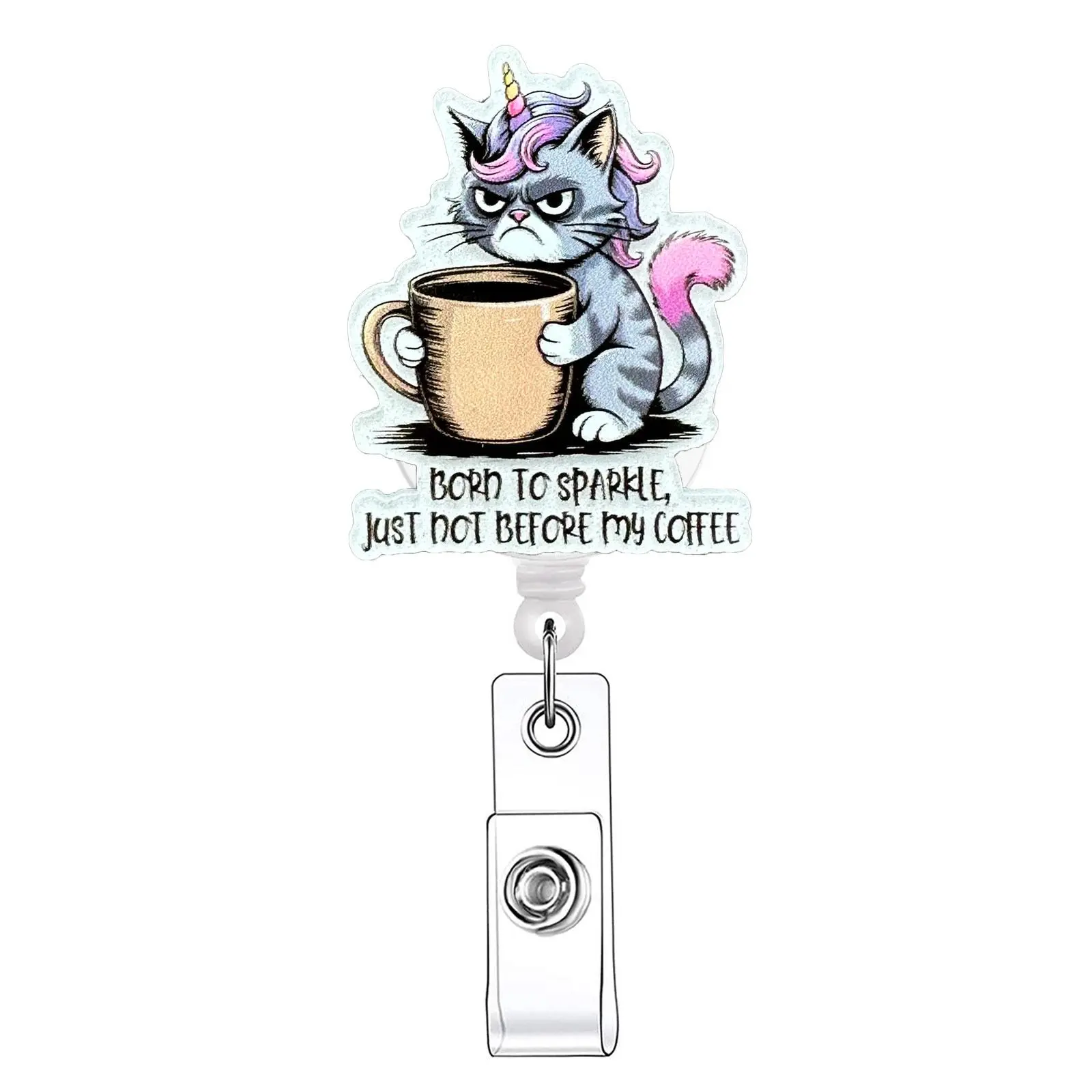 Cute Cat Pattern Retractable Nursing Badge Reel, Medical Badge Reel, Badge Reels Retractable, 1/20pcs Acrylic ID Holder with Clip for Nurses, Doctors, Students & Office Staff, Identification Badges & Supplies