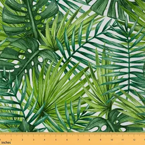 Tropical Fabric by The Yard,Palm Leaf Upholstery Fabric,Summer Palm Tree Leaves Decorative Fabric,DIY Fabric,Indoor Outdoor Fabric