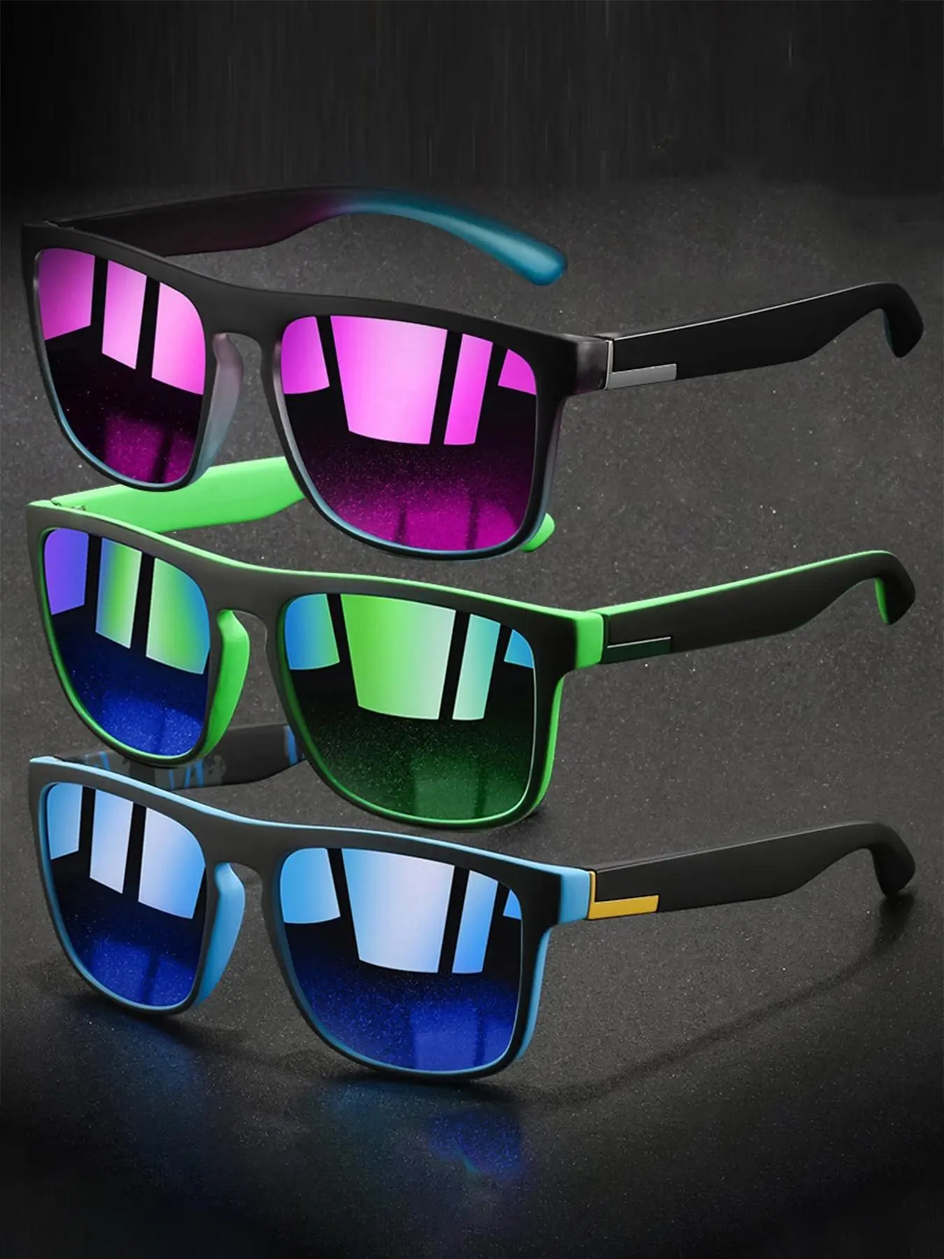 3pcs Vintage Square Sunglasses,fashion suitable for both men and women,provide multiple color options,classic color blocking frame collocation rubber nose pad,Improve wearing comfort,fashionable glasses suitable for various occasions