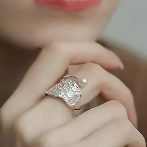Low Allergy Cold Wind Irregular Retro Texture Geometric Line Ring Simple Design High Grade Heavy Industry Open End Ring Valentine's Day Mother's Day Gift Women's Gift Antioxidant