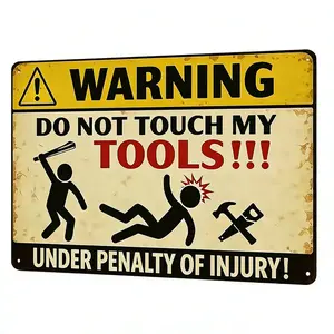 Funny Warning Metal Sign - Do Not Touch My Tools! Vintage Retro Wall Decor for Garage, Man Cave or Workshop