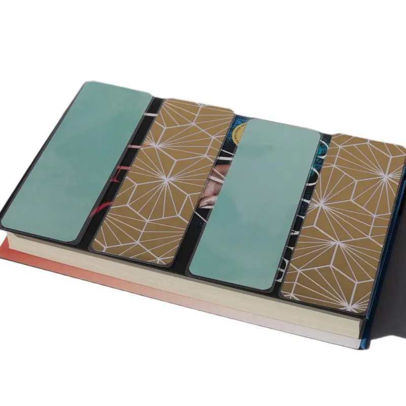 Laminated Double-Sided Bookmark with Gold Metallic Geo Design