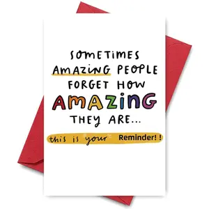 Cherished Teacher Thanks Card - Perfect Gift for Teachers, Unique 'Sometimes Amazing People Forget How Amazing They Are' Message with Highlighter Design, Ideal for Teacher Appreciation Week & Student Gifts