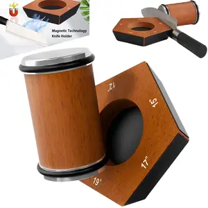 Upgraded Manual Rolling Knife Sharpener Tool,12/15/17/19/22 Degree for All Straight Edge Knives-Portable Wooden Rolling Knife Sharpener -Knife Sharpening with Diamonds and Ceramic for Steel of Any Hardness,Efficient,and Easy to Use,Outdoor&Kitchen Knives