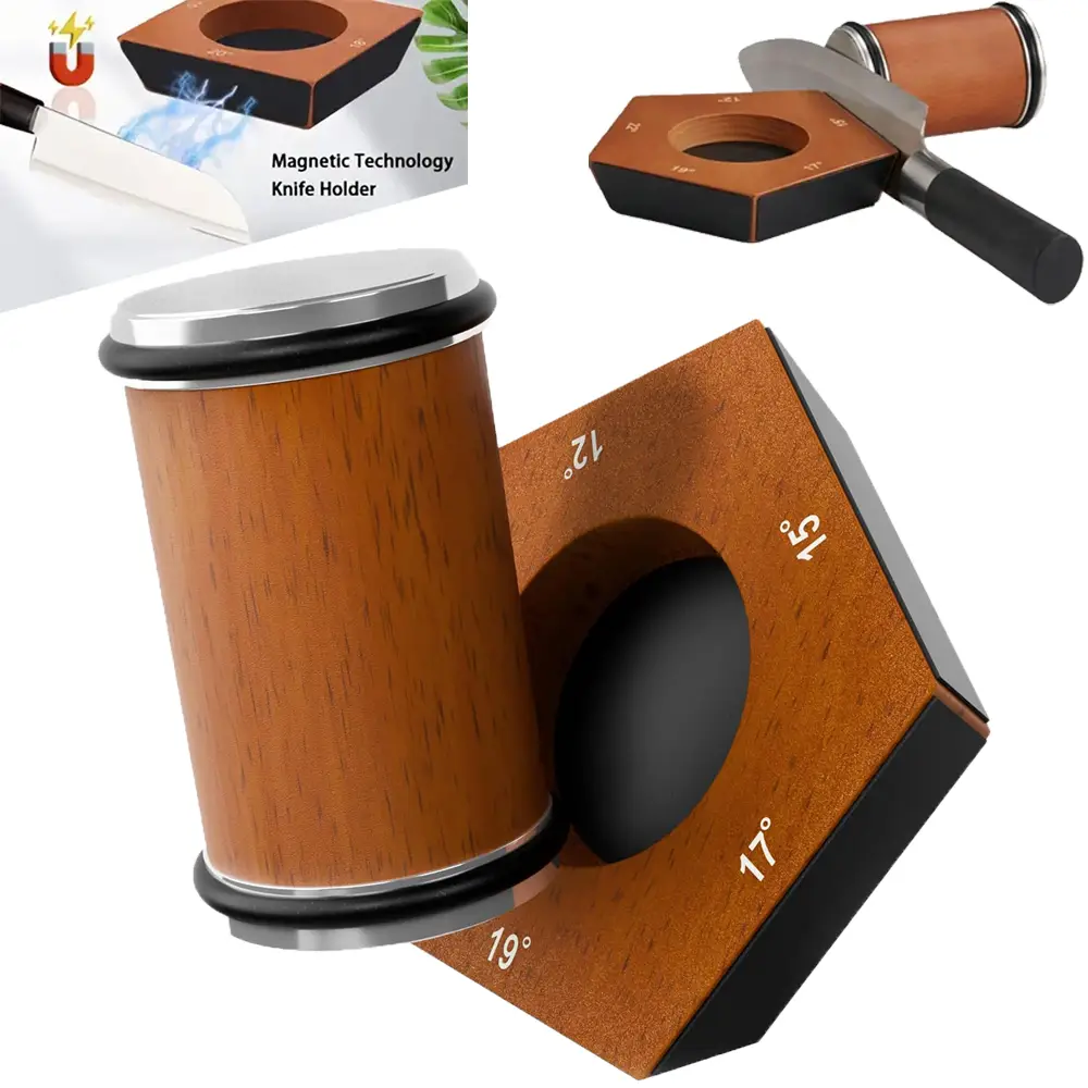 Upgraded Manual Rolling Knife Sharpener Tool,12/15/17/19/22 Degree for All Straight Edge Knives-Portable Wooden Rolling Knife Sharpener -Knife Sharpen