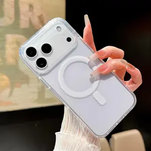 Clear Magnetic MagSafe Acrylic Case for iPhone 17 Pro Max 17 Pro 17 Plus 17 Soft TPU Shockproof Slim Transparent Cover Anti-Yellowing Protective Phone Case