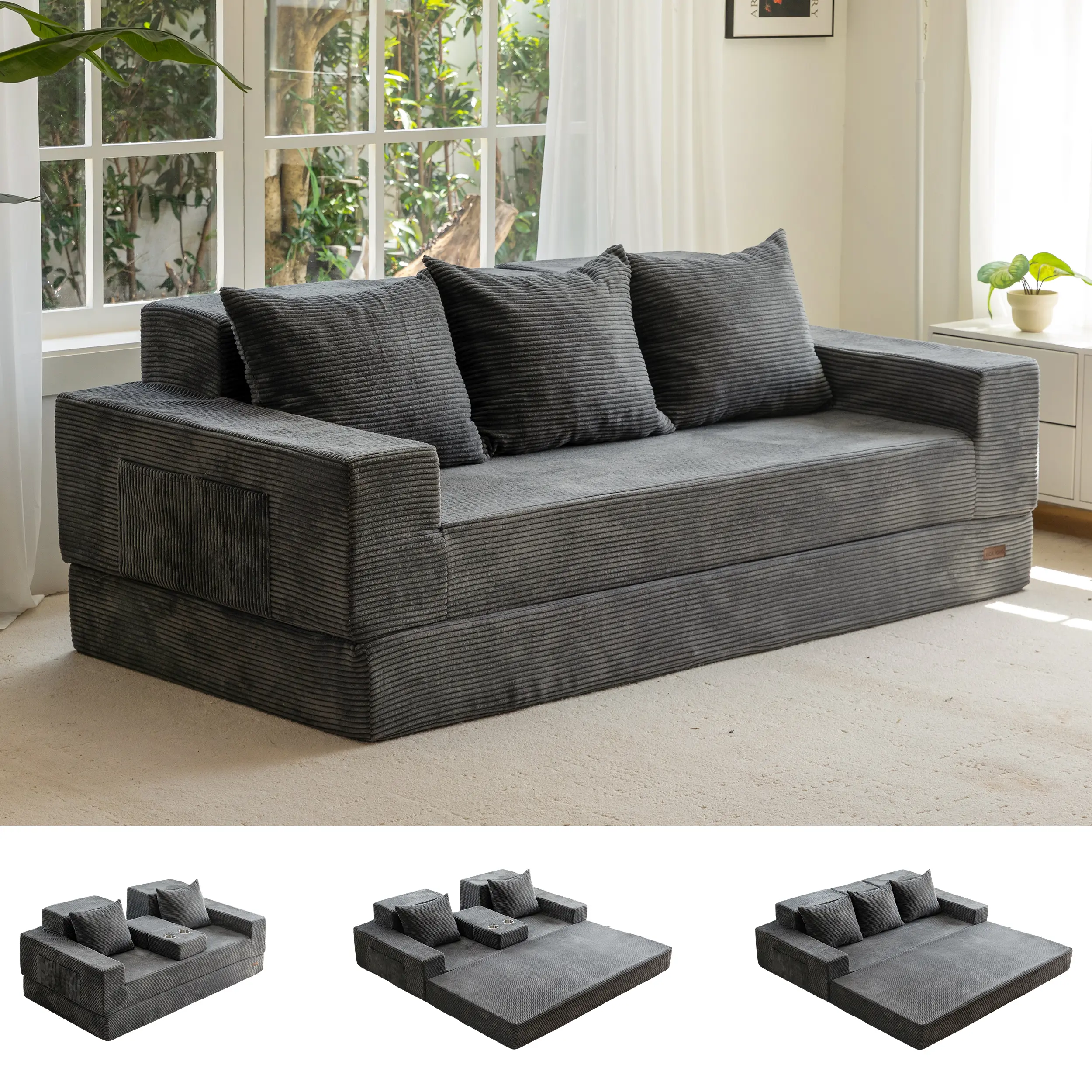 3 Seater Dark Grey
