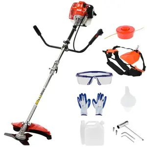 Explorinox Annihilate Overgrown Brush! 52cc 2-Stroke Gas Straight Shaft String Backpack Grass Trimmer – Strong Powerful Full Functioning, with Guard Accessories & Hedge Trimmer. Tears Through Thick Stuff.
