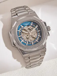 Luxury Automatic Watch for Men, Waterproof Night Glow Skeleton Stainless Steel, Mechanical Analog Watch, Perfect Gift for Boyfriend